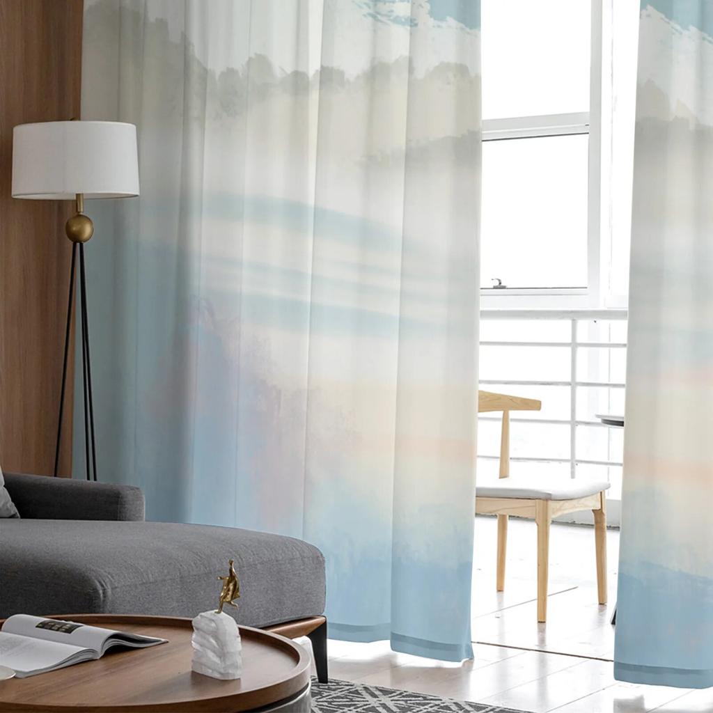 Sky Summer White Clouds Tulle Curtains for Living Room Kitchen Bedroom Sheer Tulle for Cafe Hotel Modern Home Decor