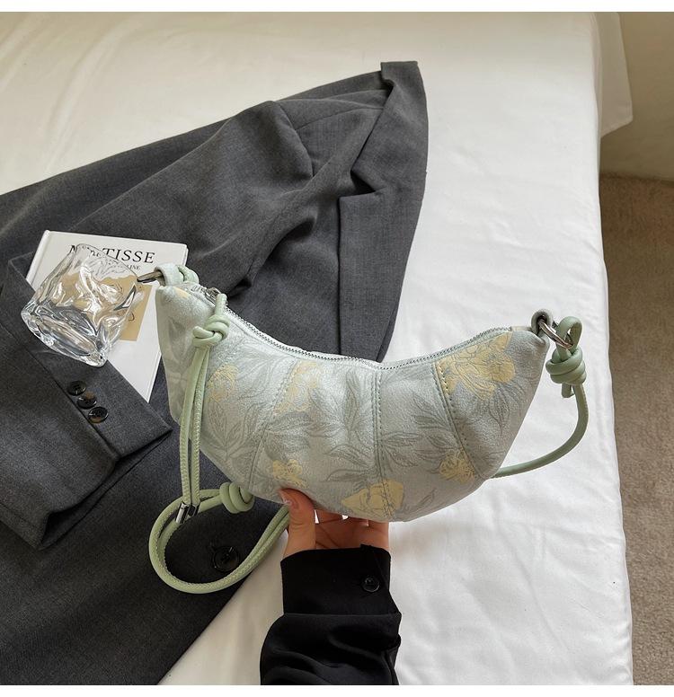 

Модный тренд нишевый дизайн круассан 2025 новая иностранная текстура женская наплечная сумка кроссбоди сумка-пельмень прилив зелёный