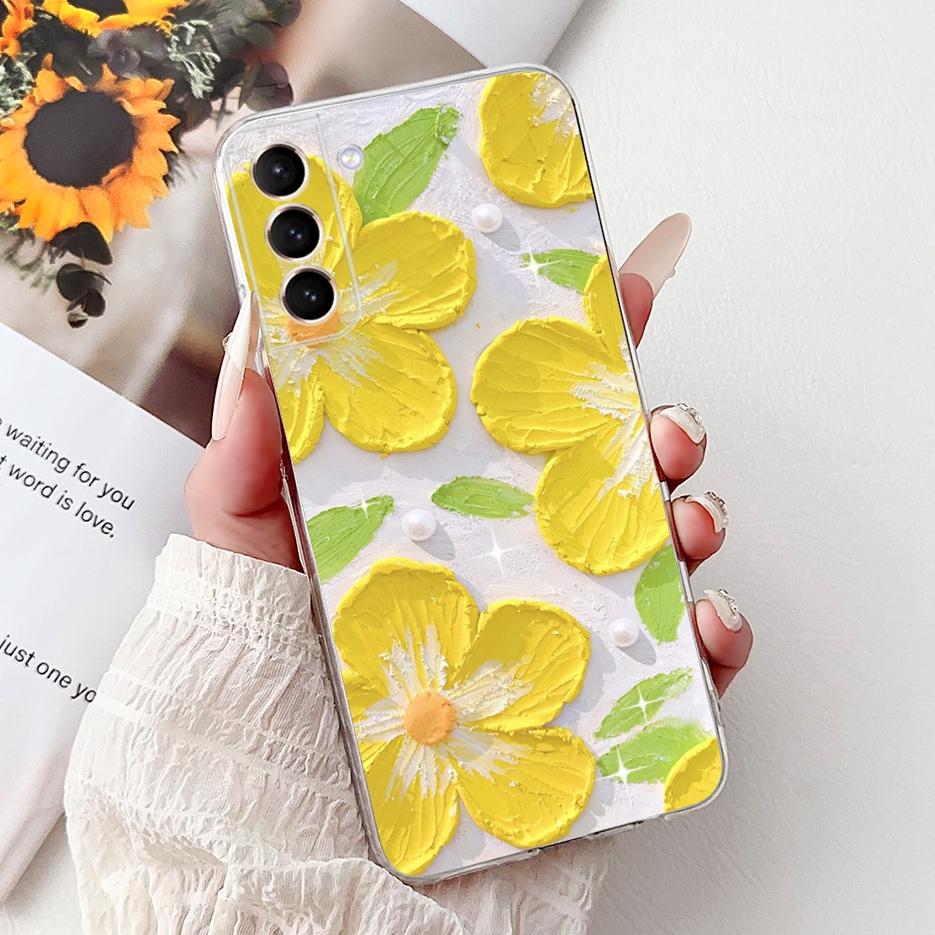 For Samsung Galaxy S21 FE Case S21 Plus Colorful Flowers Painted Cover Soft Slim Phone Case For Samsung S21 Ultra S 21 S21+ Bags