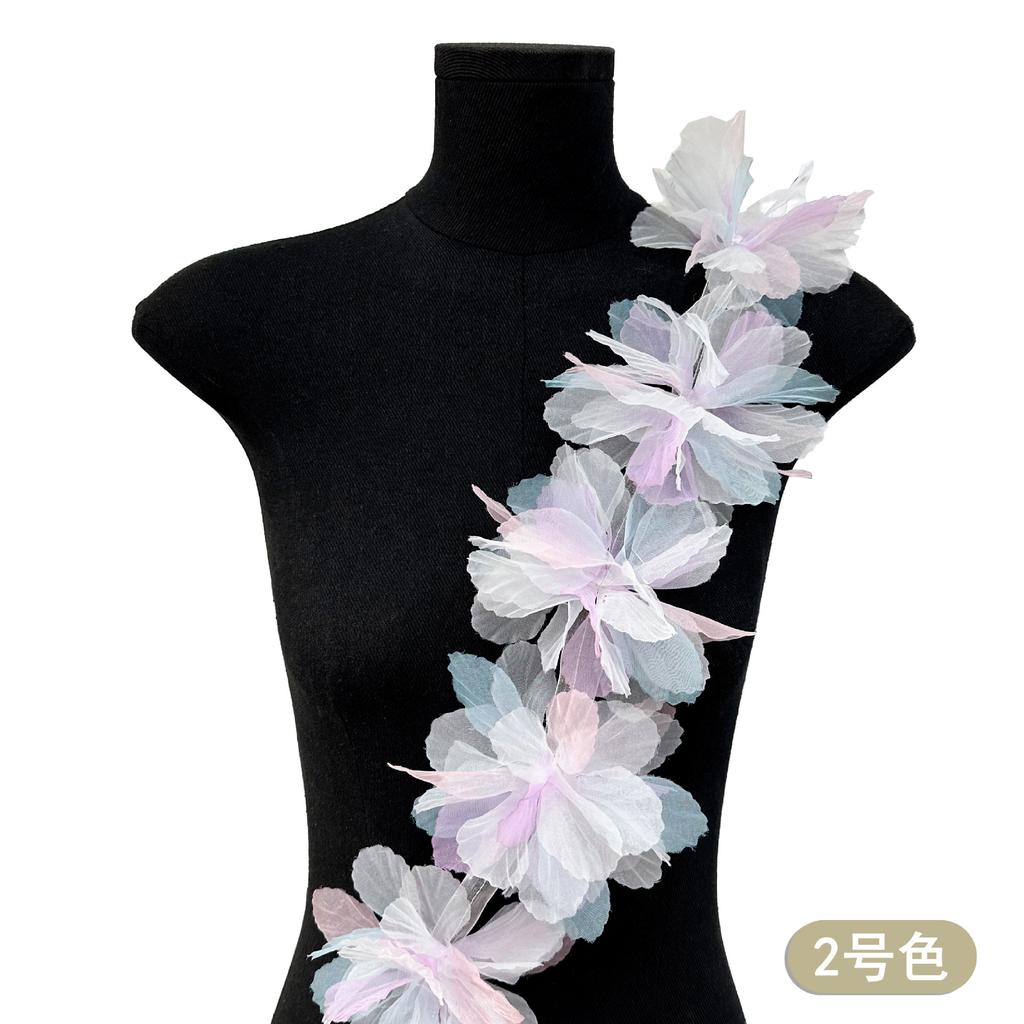 Colorful Gradual Change Gauze Three-Dimensional Flower Clothing With Shoes, Hats, Bags, Children'S Clothing Accessories, Decorative Flowers