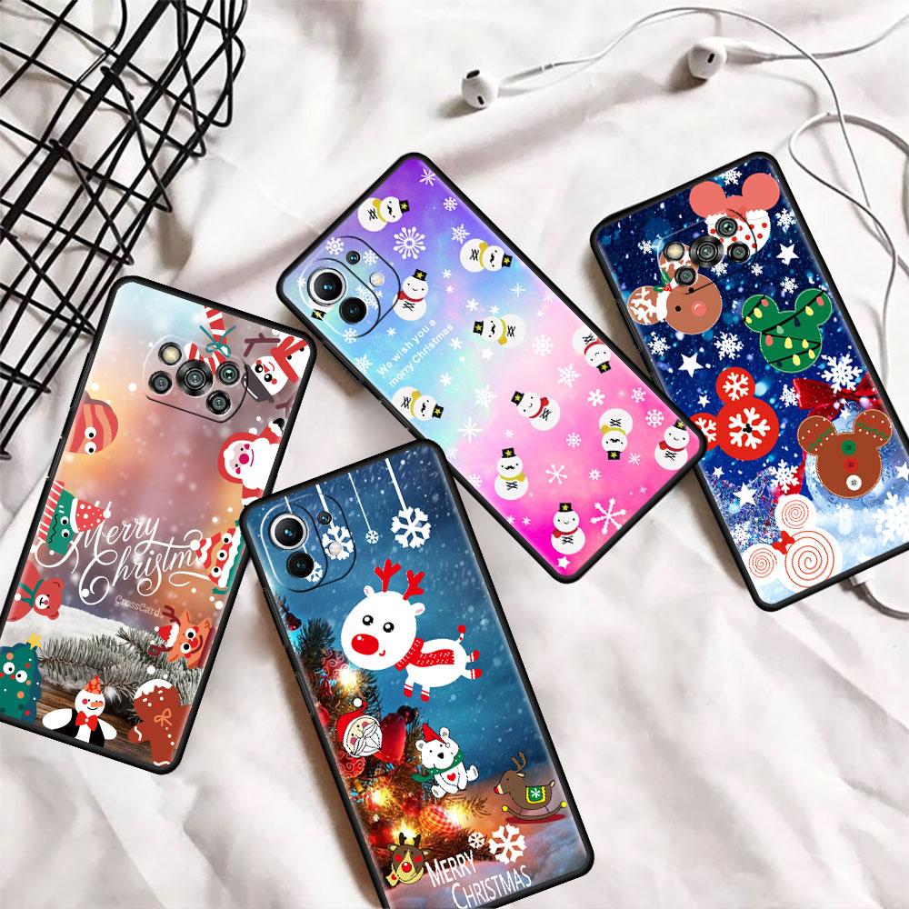 Cartoon Weihnachtsmann Elch Coole Hülle für Xiaomi Mi Poco X3 NFC M4 M3 Pro F3 GT F1 11 Lite Note 10 11T 10T 9T Rückseite Weiche Telefonabdeckung