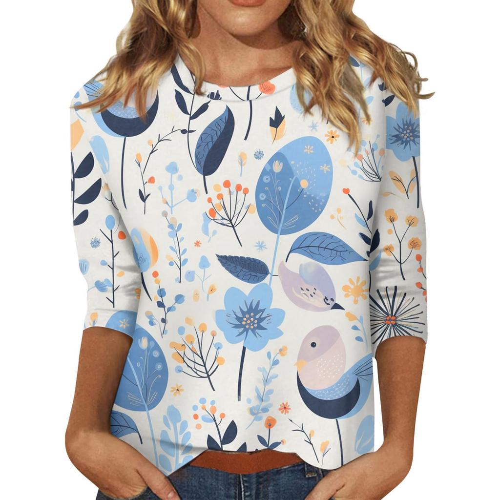 Damen Osterhasen T-Shirt Mode Langarm Rundhals Normales Oberteil Feiertagswochenende Print Floral Rot Frühling Herbst Outfit