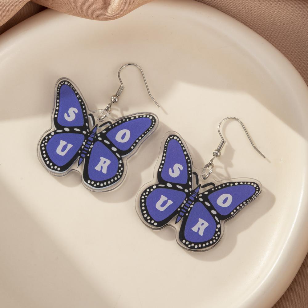 

Трендовые акриловые серьги Оливии Родриго в форме бабочки Весна 2024 Стильные персонализированные украшения зелёный