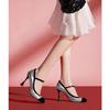 Mary Jane female 2025 spring and autumn new square head word with splicing thin heel small fragrant wind shallow mouth high heels single shoes