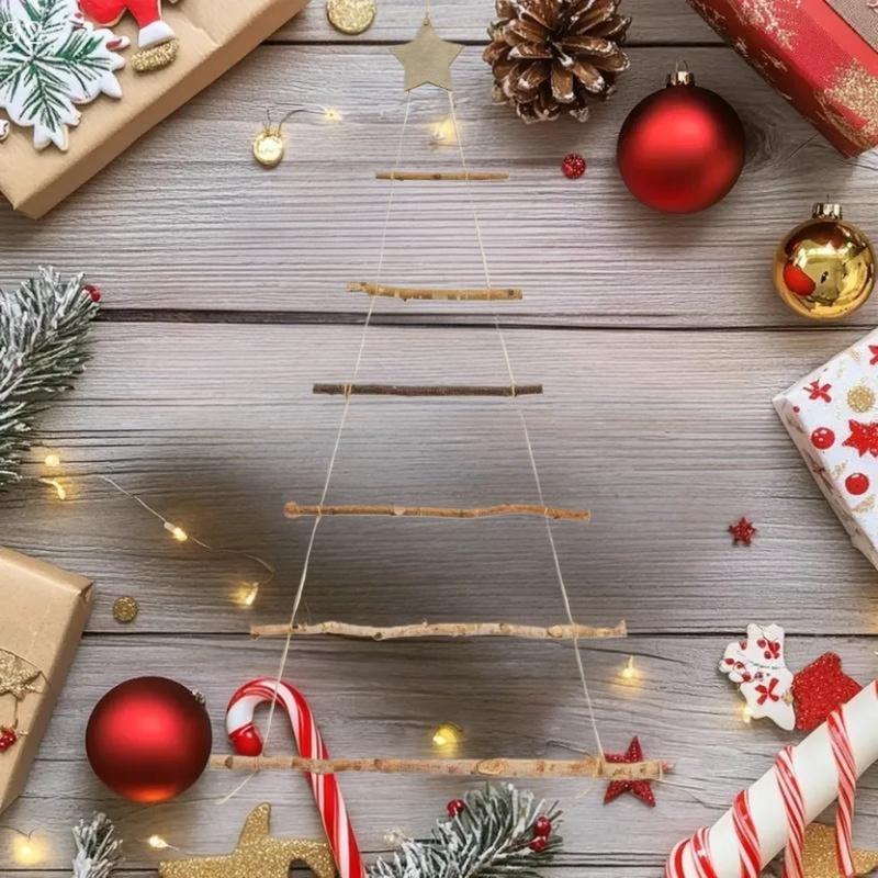 Hanging Wooden Christmas Decorations 1/5/7 Tiers, DIY Xmas Wall Decor for Indoor Outdoor, Window Home Door Ornament