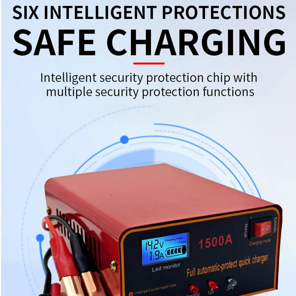 Battery Charger Motorcycle Charger For Battery Maintainer Fast Charging Safety Protection Compressor Portable For Tractor Marine
