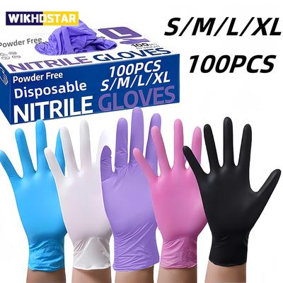 100 Unidades Guantes Desechables de Nitrilo, Guantes Duraderos para Limpieza Doméstica, Guantes Antideslizantes Resistentes a la Suciedad para Plantar y Cavar en el Jardín