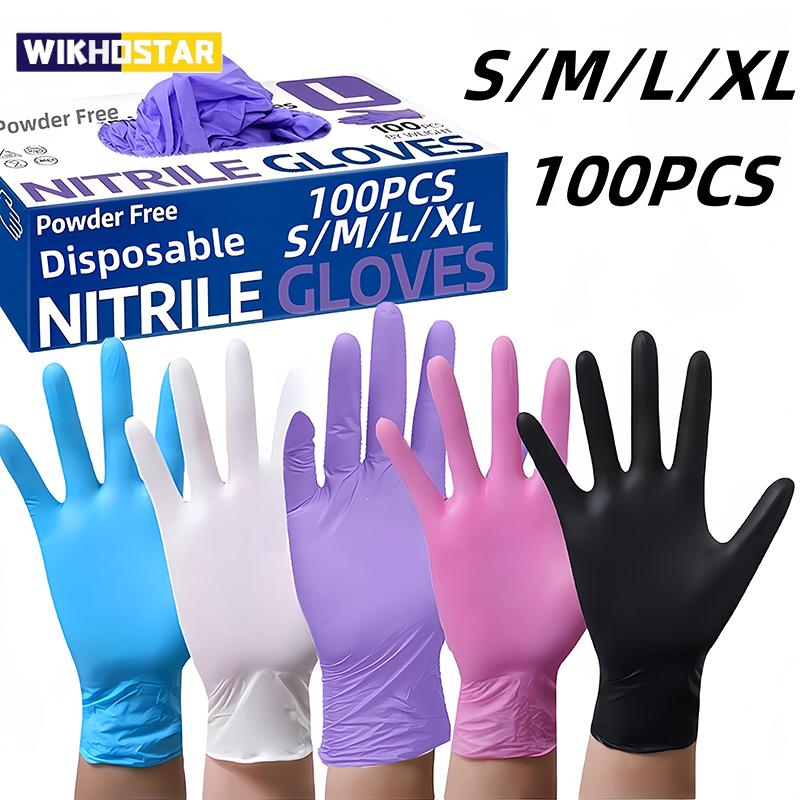 100Pcs Disposable Nitrile Gloves,Durable Household Cleaning Gloves,Garden Planting and Digging Non-slip Dirt-resistant Gloves