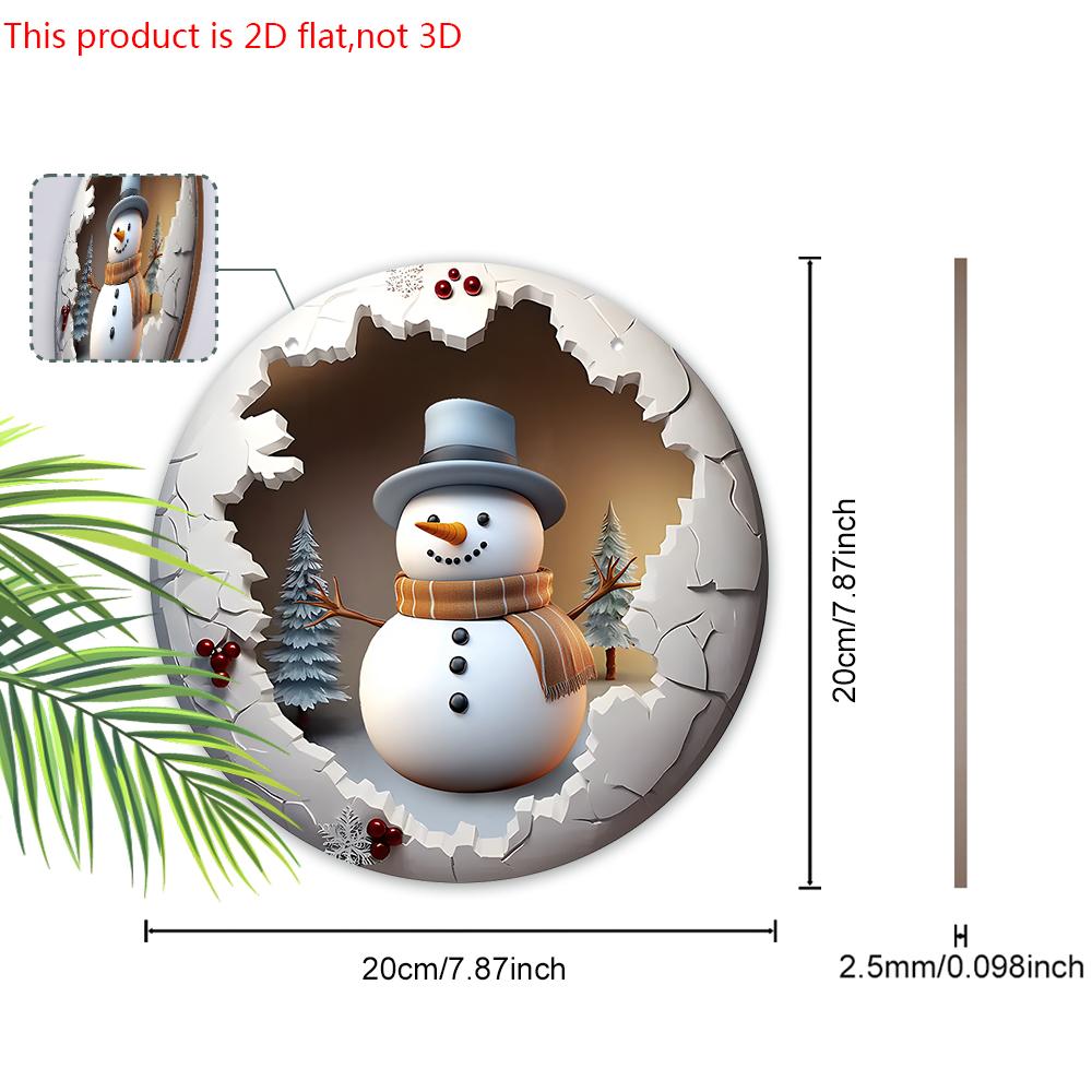 Christmas Wooden Sign with Snowman Pattern - Navidad Round Sign for Front Door, Wall Hanging Decor - Ideal Christmas Decoration