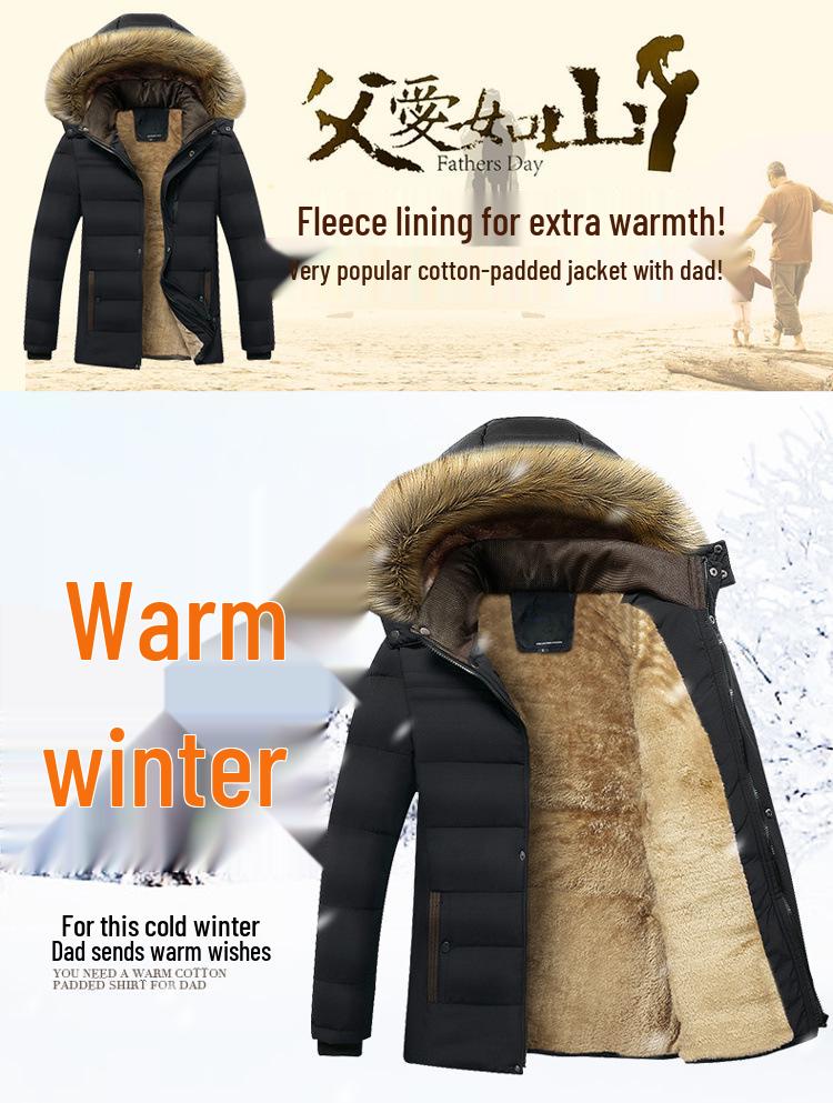 Men's Winter Down-Lined Cotton Jacket for Middle-Aged & Elderly - Warm Outerwear for Autumn and Winter