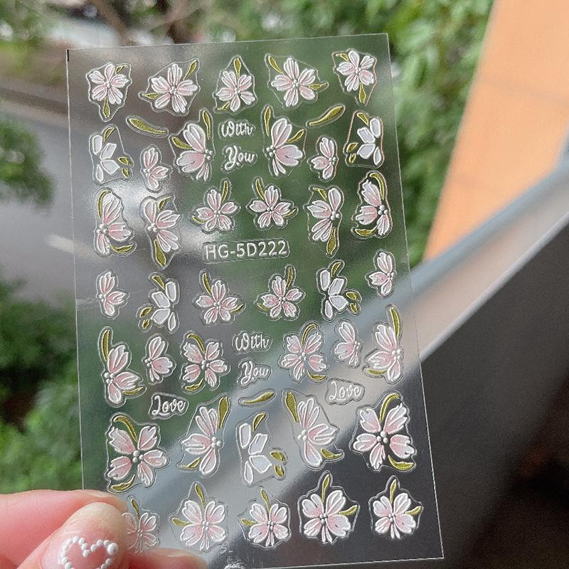 

5D Рельефные наклейки для ногтей Камелия Рельефные маникюрные наклейки Украшения для ногтей Подвески Украшения