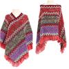Dámský pulovr s cikcakovým úpletem a třásněmi, šál, podzimní hippie měkký háčkovaný šál, asymetrická šála