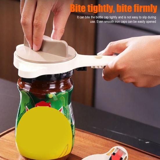 4-in-1 Bottle Opener Multi-Tool Ergonomic Grip Lid Remover with Wine Foil Cutter Multifunctional Lid Opener