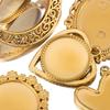 2pcs Stainless Steel Retro Heart Round Charms Blank Tray Base Gold Plated Cabochon Cameo Base Tray Bezel Pendant Jewelry Finding