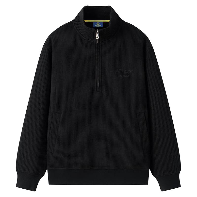 

NVG·YOUNG Men s Waffle Knit Half-Zip High-Neck Sweatshirt S