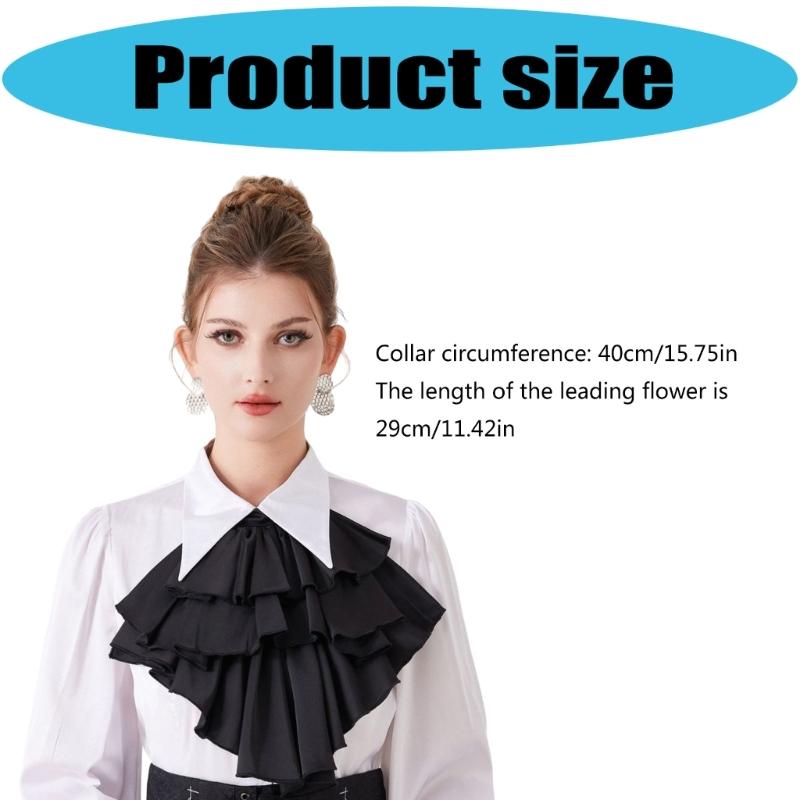 Courtstyles Cravat Necktie Collar Breathable Polyester Detachable Collar Colonial Jabot for Formal Event Women Accessory