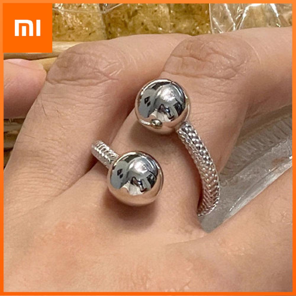 Xiaomi BF CLUB 925 Sterling Rings for Women Fashion Geometric Handmade Irregular Double Balls Ring Party Christmas Gift