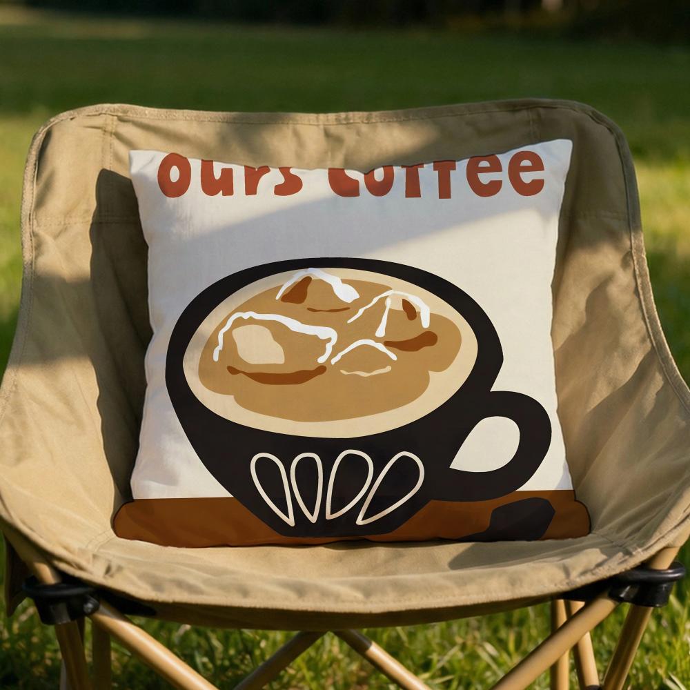 Creative Coffee Illustration Cushion Cover Soft Reversible  Durable Pillow Cover  MultiScene Use for Home  Car Daily Comfort