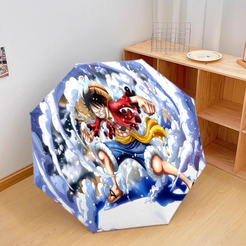 1 PC Automatic Folding Umbrella - Monkey D Luffy Pattern Portable Foldable Design With 8 Ribs Christmas Birthday Gifts