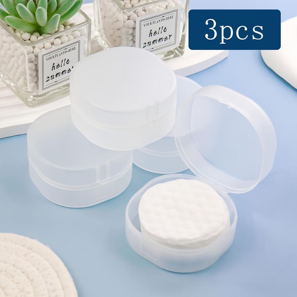 Transparent Plastic Round Holder - Portable Cosmetic Pad & Makeup Remover Organizer, Sealed Travel Design for Brushes, Balls