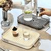Plastic Rectangular Tea Tray Large Capacity Cutlery Holder Practical Dessert Serving Tray  for Home