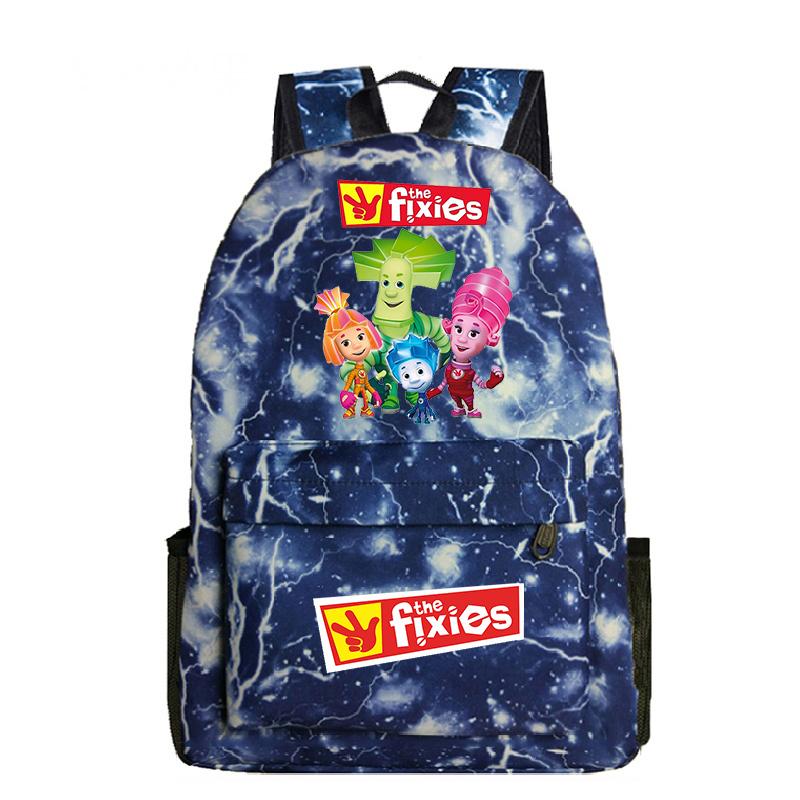 Nylon-Rucksack mit Die Fixies-Aufdrucken Cartoon Anime Schultaschen für Jungen Mädchen Große Kapazität Reise Tagesrucksack Kinder Buchertaschen