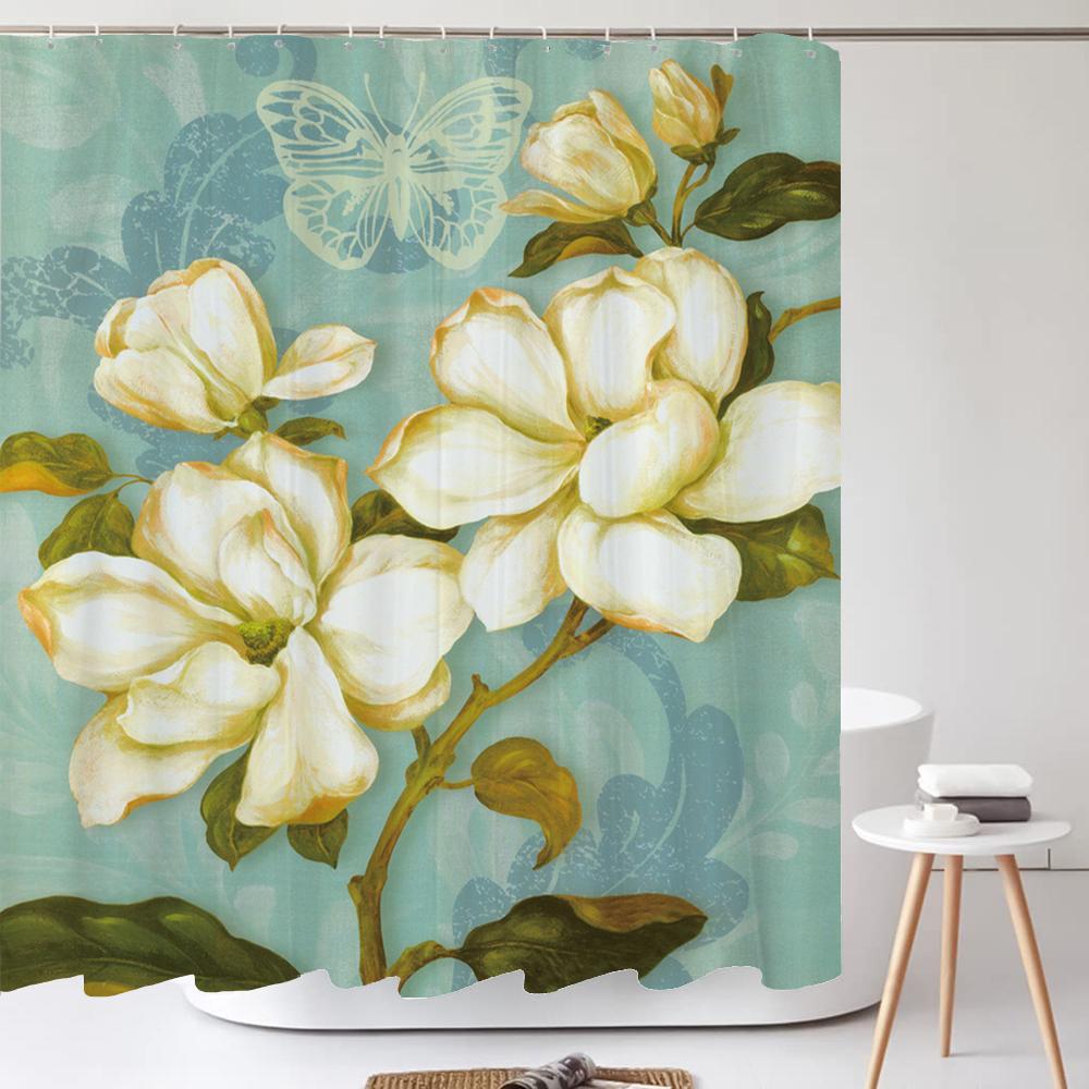 Bathroom Retro Flower-and-bird style Shower Curtain European style Art Polyester Fabric Shower Curtain 180 * 180CM with Hooks
