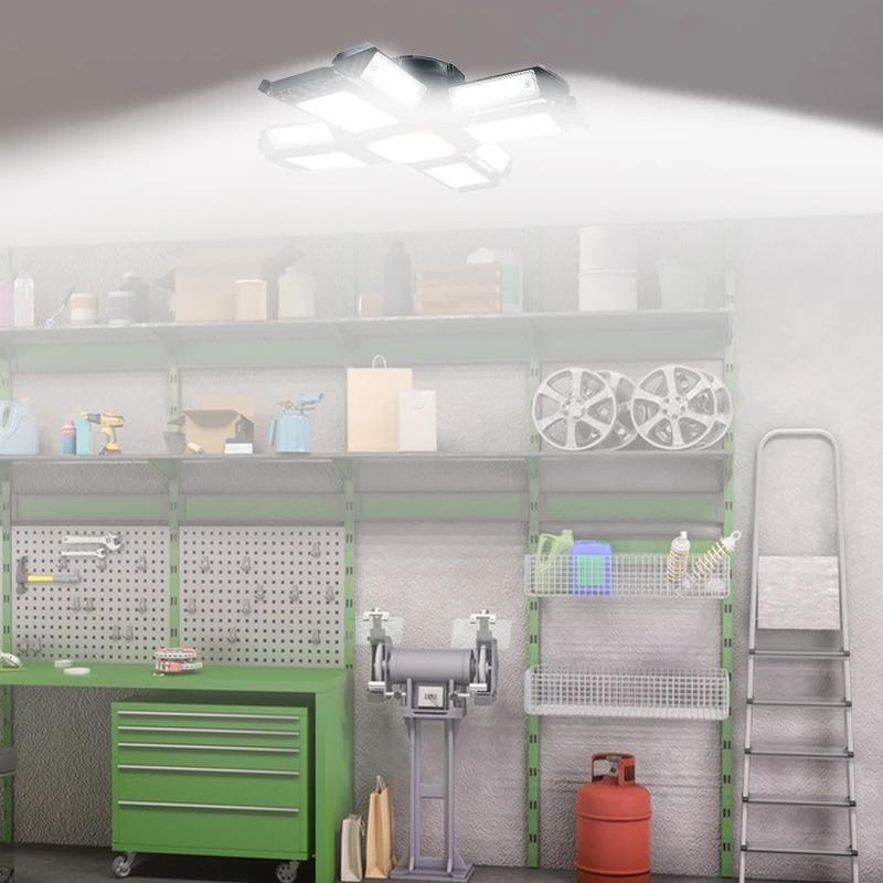 Bright Led Garage Light Deformable Ceiling Lighting with Adjustable Panels Shop Work Lamps for Storage Warehouse Workshop Light