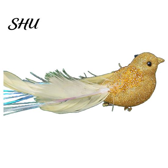 Glitter Feather Bird Ornament Sparkling Design with Clip Cute For Home Christmas Tree Decoration Festive Charm for Lightweight Plastic