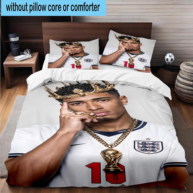 3PCS Jude Football Player Bedding Set,Including 1pc Duvet Cover And 2pcs Pillowcases Perfect for Bedroom, Dormitory, Fan Christmas gift