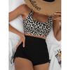 Plavky Dámské Leopardí potisk Dvoudílný set Bikiny Plavky s vysokým pasem Plážové oblečení Plavky Lady Letní plavky