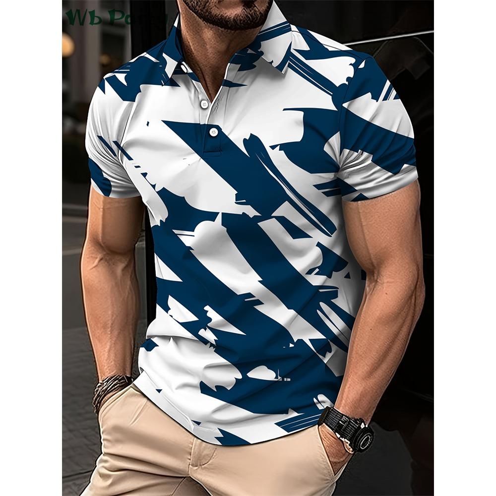 Stripe printed men's shirt fashion T-shirt