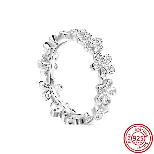 925 Sterling Silver Rings Feather Heart Pavé Sparkling CZ Round Lucky Rings for Women Charms Jewelry