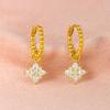 Beaded Star Drop Hoop Earrings - 925 Sterling Silver Gold Plated