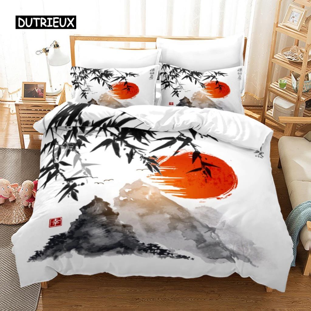 Duvet Cover Pink Sakura Plum Blossom Bamboo Bedding Set Fashion Art Duvet Cover Japanese Tokyo Style For Women Kids Room Decor
