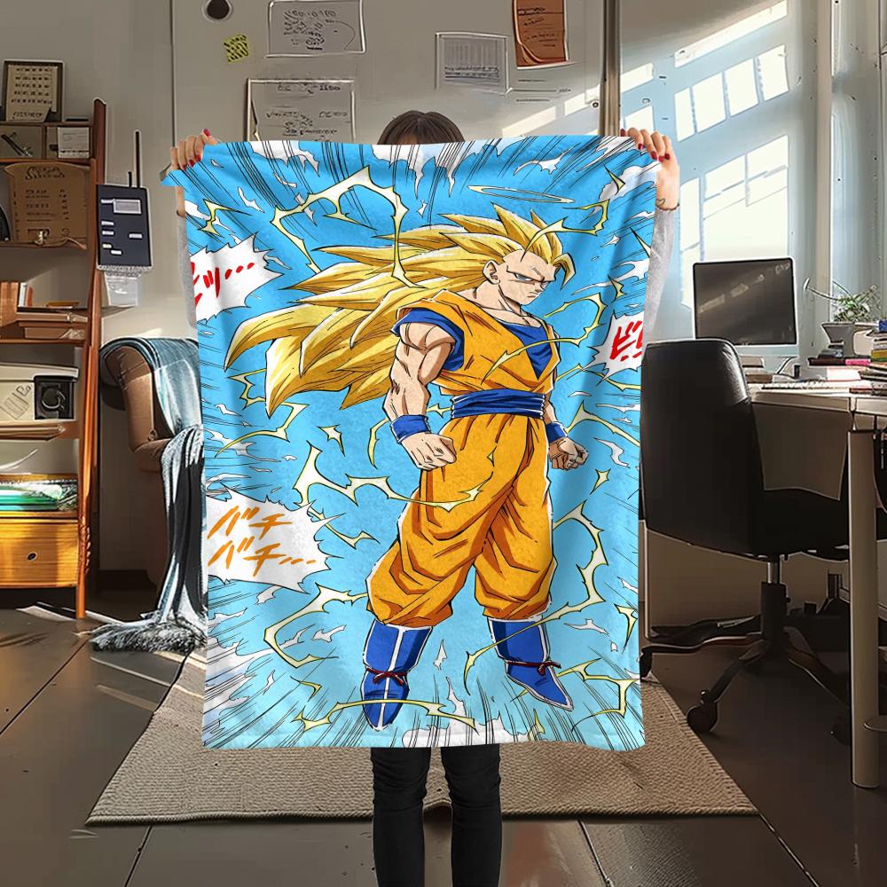 

Фланелевое одеяло с принтом персонажей Dragon Ball, Высококачественное, Удобное для всех сезонов, Декор для дома, Тепло и уют, Идеально для рождественских подарков 80cm x 120cm