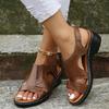 Wish spring and summer fashionable retro women's sandals car line light soft sole wedge heel comfortable sandals