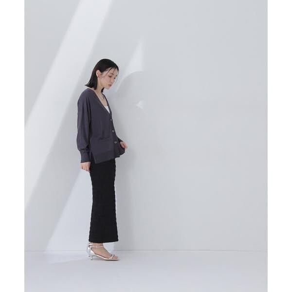 Natural Beauty Basic Basic Knit Airy Women's V-Neck Cardigan, Blue, 017-5175311