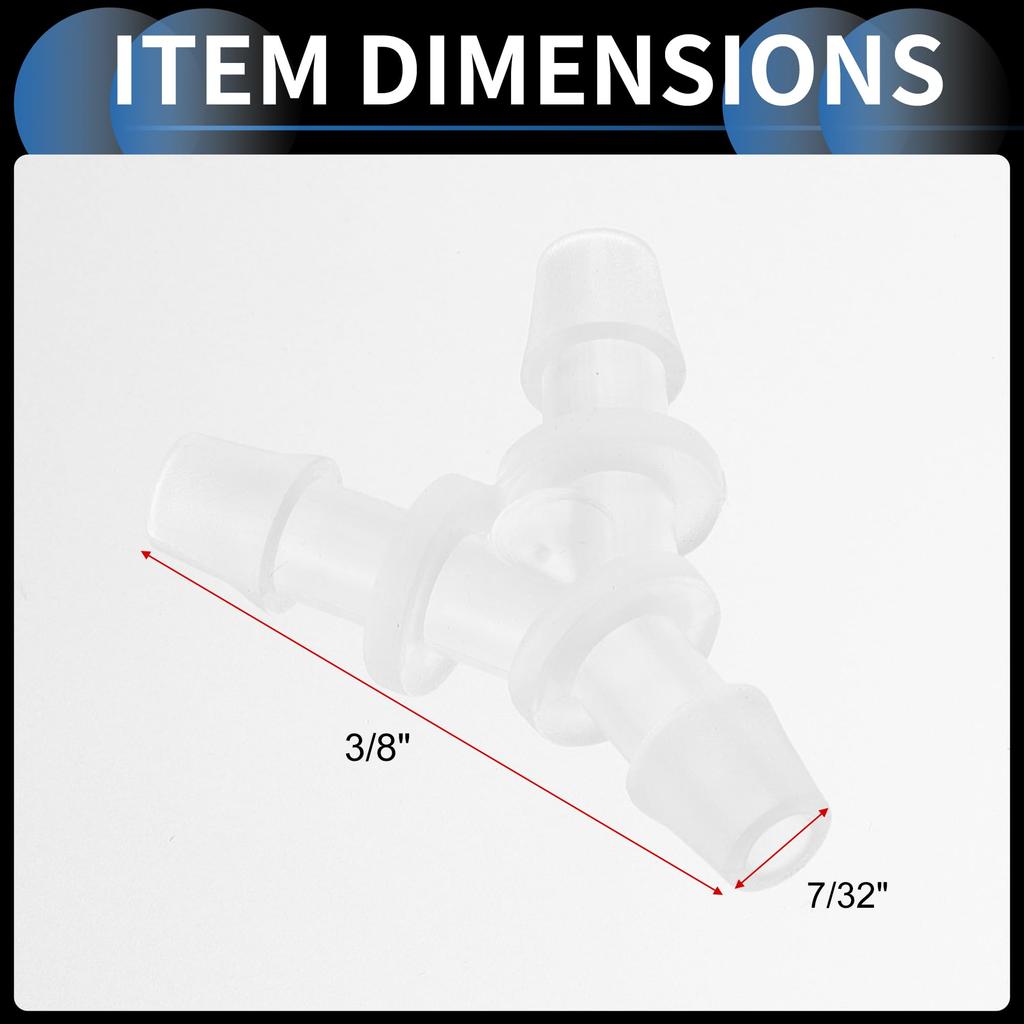 INFINAUTO Car Vacuum Tube Connector 7/32" 3-Way Car Y Shape Vacuum Line Fitting Plastic Transparent 5pcs