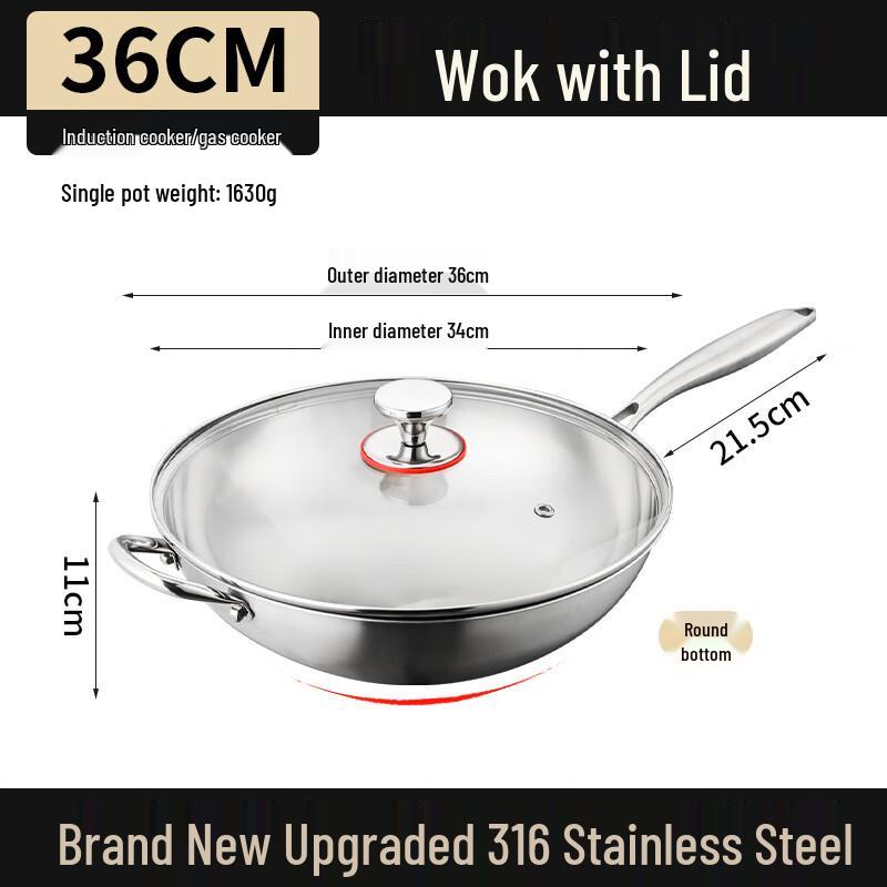 

Handon 316 Stainless Steel Uncoated Wok