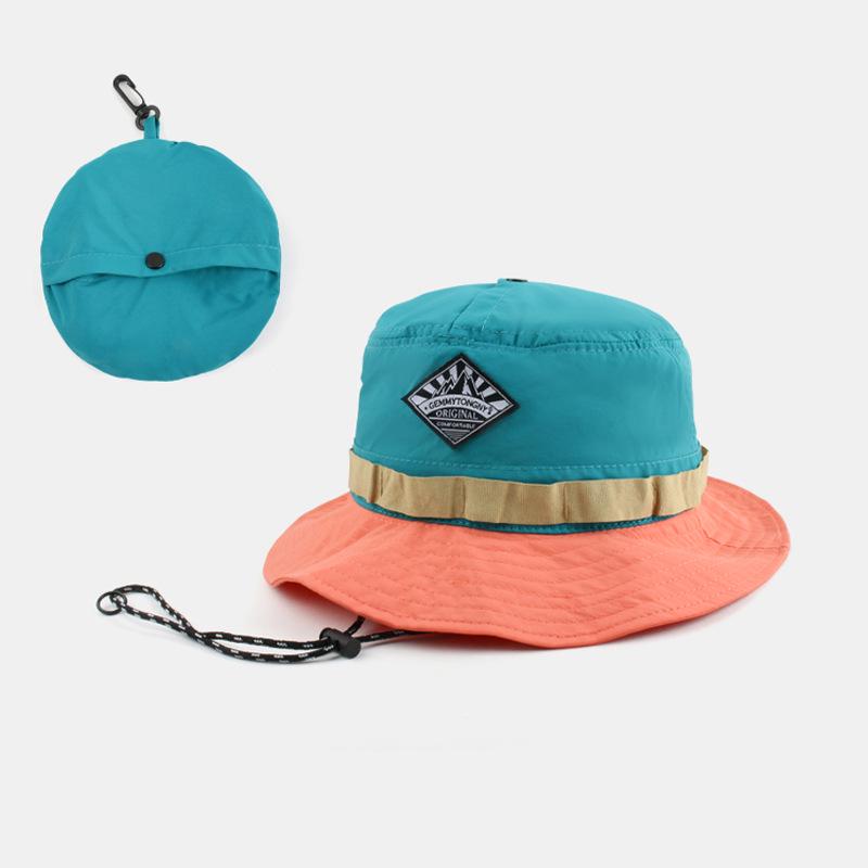 Women's Japanese Style Quick-Dry Color Block Bucket Hat - Sun Protection for Outdoor and Vacation