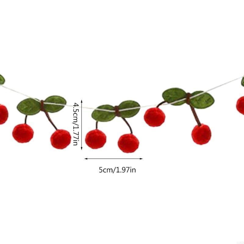 62KD Versatile Cherry Felt Balls String Craft Supply Create Magical Atmospheres