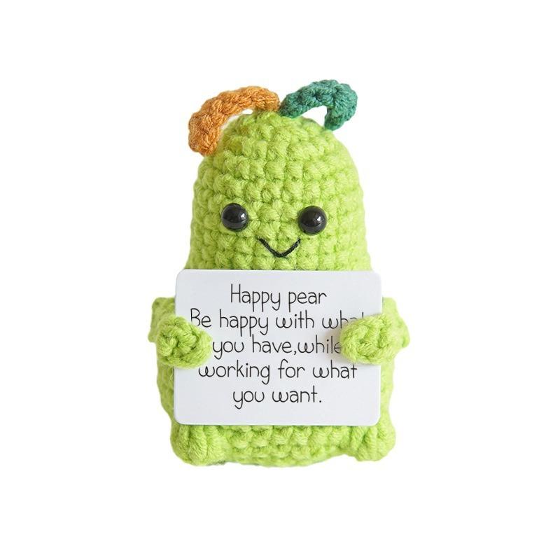 Hand-Woven Positive Energy Potato Funny Vegetables And Fruits Emotion Expression Pendant Pocket Hug Knitting Ornaments With Card