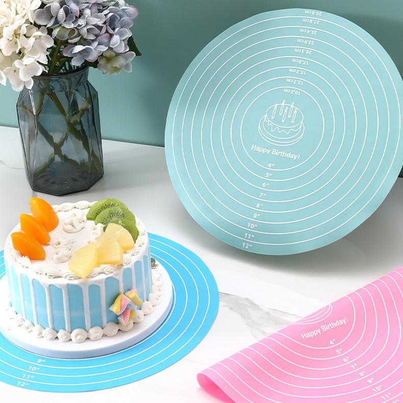 1 Pezzo Tappetino in Silicone per Impastare l'Impasto da 30 cm con Piatto Girevole Spesso, Tappetino Rotondo Antiscivolo, Strumento per la Cottura per Uso Domestico