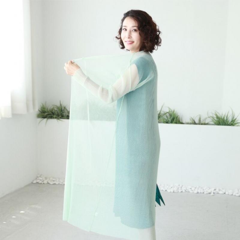Shiz Madam Women S Sheer Pleated Long Cardigan J31576