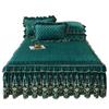 AI WINSURE European Velvet Bed Spread King Size Queen Set Luxury Embroidery Bed Skirt Soft with 2 Pillow Cases Dropshipping