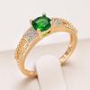 Fashion  Rose Gold Color Wedding Bride Ring Square Green Natural Zircon Accessories Vintage Women Daily Fine Jewelry