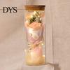 Eternal Rose With Warm Light Illumination Preserved Flower Glass Wishing Bottle Soap with LED Romantic Gift for Lover Friends