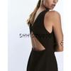 Autumn New Women's Clothing Vacation Style round Neck Sleeveless Open Back Minimalist Silm Tassel Dress 8741240