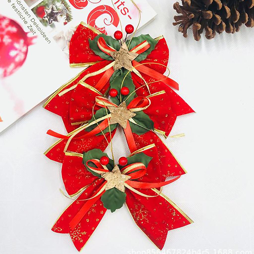 Xmas Bow with DIY Fruit Accessories Fade Resistance Compact Xmas Decorative Bow for Holiday Decor